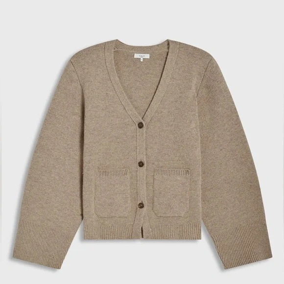 🛑SOLD🛑 NWOT Almina Concept Merino Wool V Neck Cardigan in Oatmeal - Picture 2 of 14